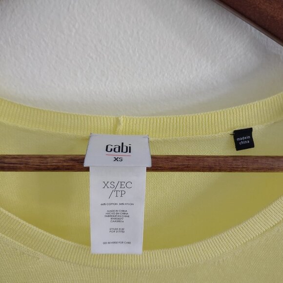Cabi Gossamer Lightweight Yellow Crew Neck Long Sleeve‎ Women Sweater XS - Picture 3 of 9